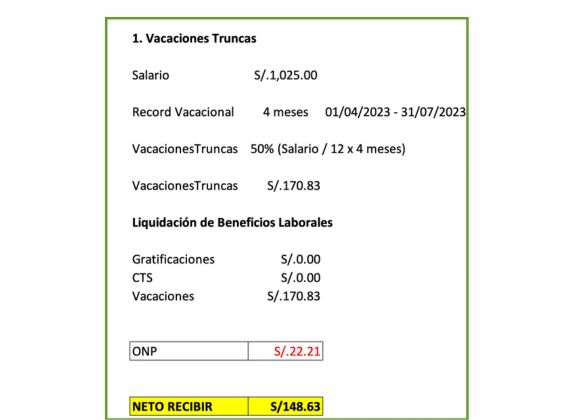 cálculo de liquidación por cambio de razón social